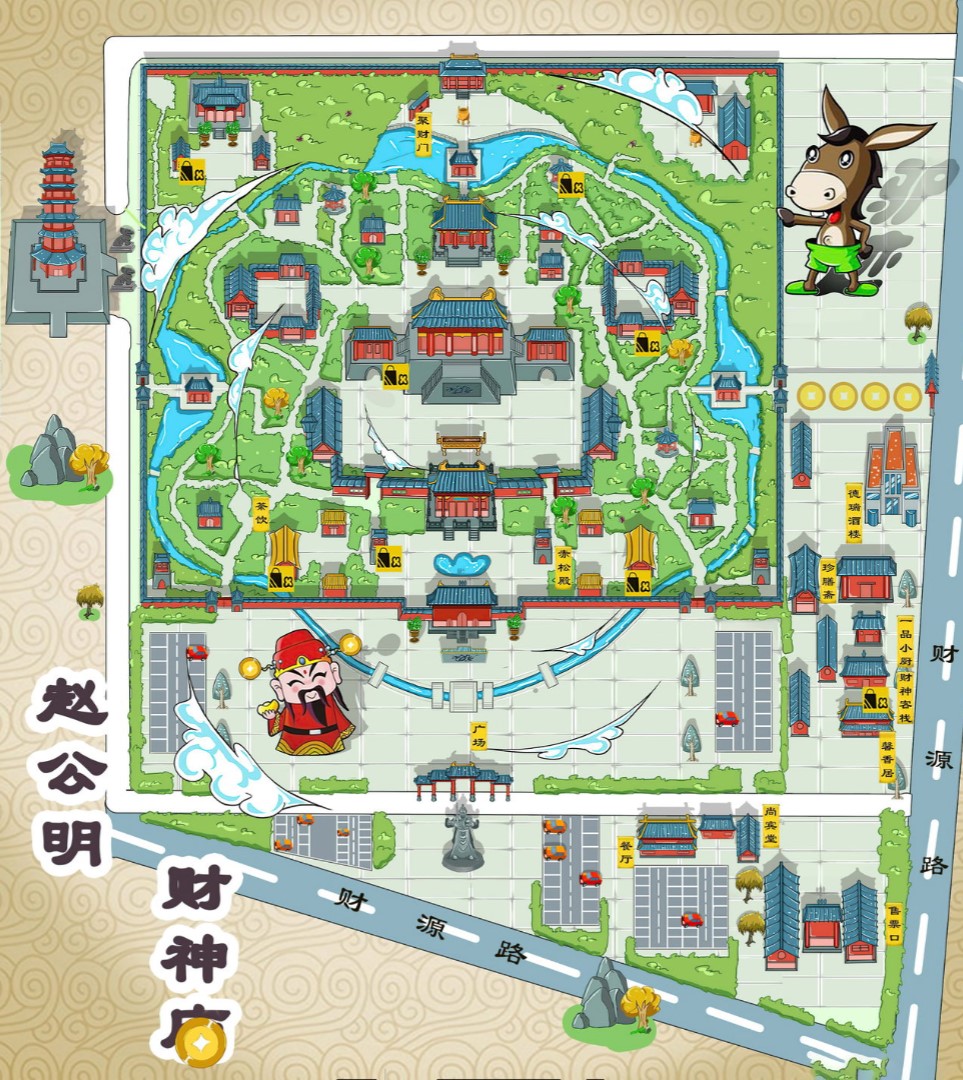 惠来寺庙类手绘地图